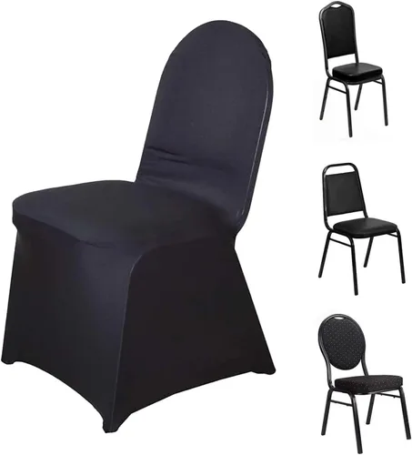 Miniatura 6 de Efavormart - Funda para silla de banquete de elastano negro con bolsillos para pies