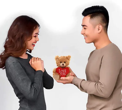 Miniatura 3 de Plushland Oso de corazón moca de peluche, oso de peluche para niños y adultos, almohada de corazón bordada, marrón, 6 pulgadas (corazón rosa)