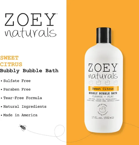 Miniatura 3 de Zoey Naturals - Baño de burbujas de cítricos dulces para niños y bebés, jabón orgánico sin lágrimas, no tóxico para niños con aloe hidratante