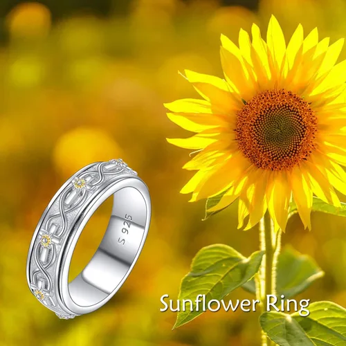 Miniatura 8 de POPLYKE Anillos giratorios giratorios de plata de ley para aliviar el estrés para mujeres