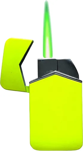 Miniatura 5 de NIVEK Encendedor de llama verde, a la moda, a prueba de viento, botón cromado, recargable, ajustable, compacto, tamaño de bolsillo, multicolor NEGRO
