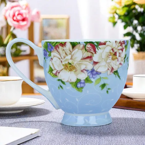 Miniatura 6 de Tazas de café de porcelana de hueso de 16oz para mujeres Tazas Flora Tazas de café y té Novedades Tazas de café para regalar a mujeres, mamá, amigas