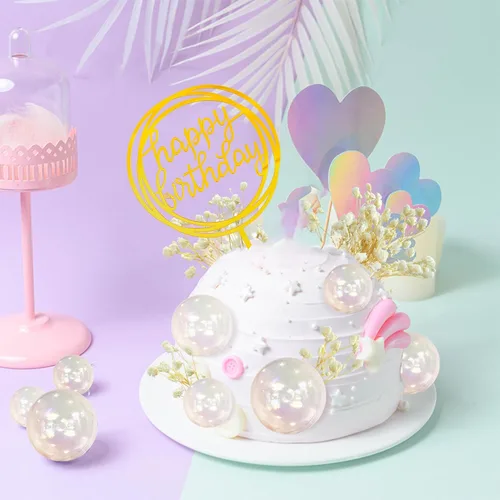 Miniatura 5 de 30 piezas de mini bolas para tartas, decoración de pastel de acrílico, bolas de espuma para tartas, flores secas artificiales para bodas