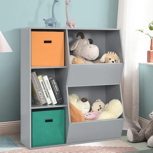 Miniatura 2 de Costzon Organizador de almacenamiento de juguetes para niños con 5 cubículos, estantería para niños y contenedores de almacenamiento de juguetes
