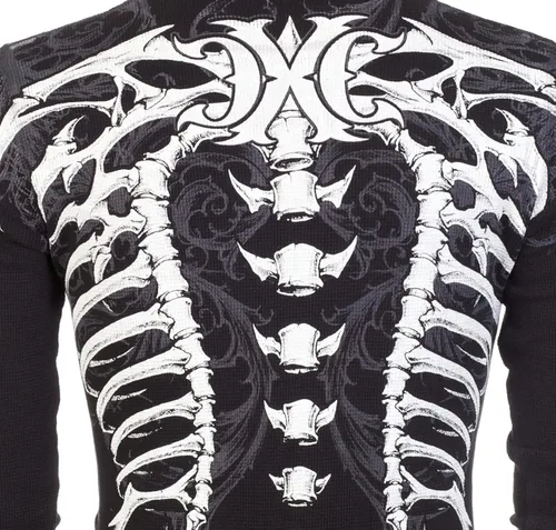 Miniatura 7 de Xtreme Couture by Affliction - Camisa térmica de manga larga para hombre VERTEBRAE, Negro