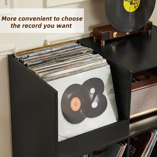 Miniatura 2 de LELELINKY Soporte grande para tocadiscos, soporte para tocadiscos de 48 pulgadas con almacenamiento, soporte para discos de vinilo con área