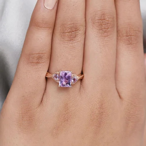 Miniatura 2 de Shop LC Purple Amethyst Promise Engagement Rings for Women 14K Rose Gold Plated 925 Sterling Silver Bride Amethyst Ring Birthday Gifts for Women