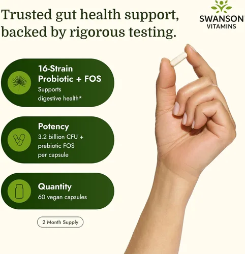 Miniatura 3 de Swanson Dr. Stephen Langer's Probiótico de 16 cepas con FOS prebiótico para adultos conscientes de la salud intestinal con 3.2 mil millones de UFC