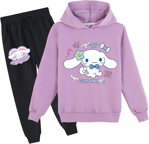 PaPama Children Cotton Hoodie Set,Kids Casual Long Sleeve Pullover Tops with Sweatpants,Loose Fit Sweatsuit for Girls