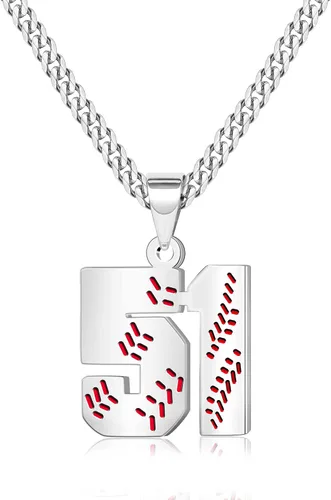 Miniatura 38 de Btysun Collares de béisbol de béisbol número 0-99 dijes de acero inoxidable para hombres, regalos de béisbol, papá, marido, regalo de Navidad