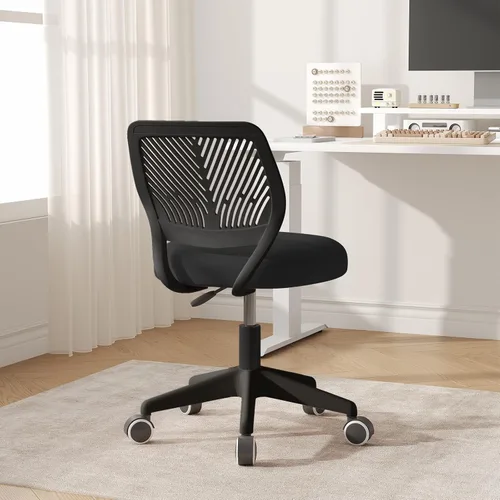 Miniatura 3 de JPBSTO Silla de escritorio sin brazos, silla giratoria de oficina ajustable con cojín acolchado de malla suave, silla ergonómica pequeña