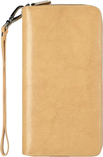 Miniatura 18 de Lavemi Pequeña cartera compacta para mujer, con bloqueo RFID, de piel auténtica, plegable, con ventanas de identificación