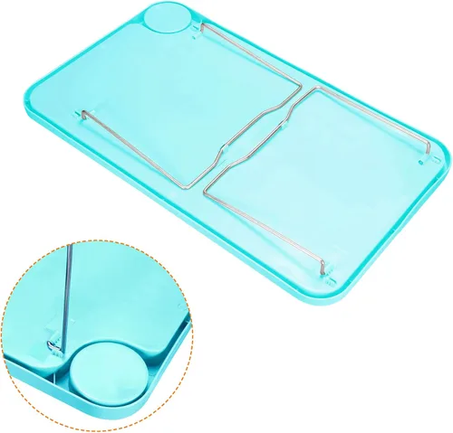 Miniatura 4 de PATIKIL Bandeja de desayuno, bandejas de cama con patas plegables, plato reutilizable para servir portátil, escritorio para comer, azul