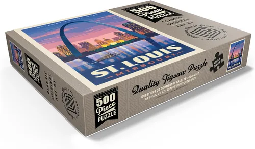 Miniatura 3 de MyPuzzle St. Louis, MO: Gateway Arch At Sunset, póster vintage, rompecabezas prémium de 500 piezas para adultos