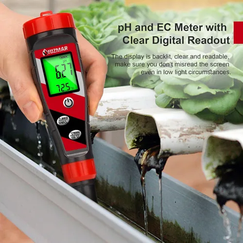 Miniatura 2 de UIUZMAR Medidor digital de pH Medidor de pH TDS EC para solución hidropónica Medidor de pH y EC con pantalla LCD Probador de agua TDS Medidor de pH