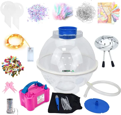 Máquina de rellenar globos, kit de herramientas para rellenar globos con bomba expansora de globos y 9 accesorios, máquina de envoltura de regalo