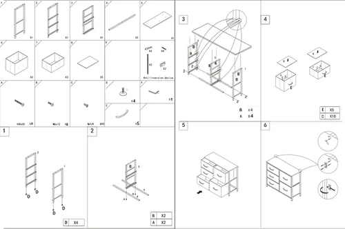 Miniatura 7 de AZL1 Life Concept Mueble de almacenamiento para tocador, grande, organizador de pie para dormitorio, oficina, sala de estar y armario, 5 cajones