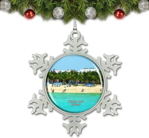 Turks and Caicos Providenciales Adorno de Navidad Decoración de árbol de cristal Metal Recuerdo Regalo