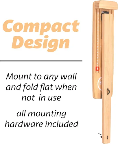 Miniatura 3 de GoSports Hook 21 Juego de columpio de anillo montado en la pared con brazo plegable - Juega en interiores o exteriores barniz natural