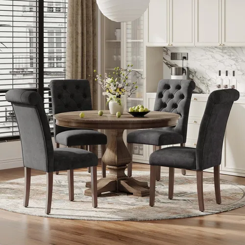 Miniatura 23 de MALOL Parsons - Juego de 4 sillas de comedor tapizadas copetudas, sillas de cocina con asiento acolchado y patas de madera maciza, sillas laterales
