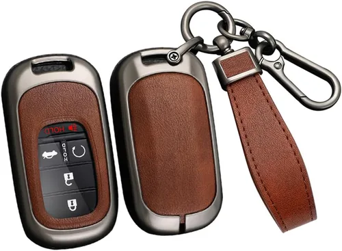 Miniatura 16 de ontto Funda de cuero para llavero con llavero de metal para llave de automóvil, compatible con Honda Accord Civic HR-V CR-V Pilot Sport SI EX EX-L