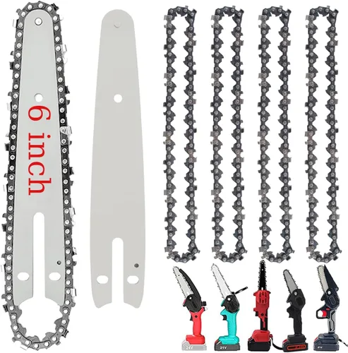 5 cadenas de motosierra de 6 pulgadas con 2 cadenas de repuesto para motosierra eléctrica portátil inalámbrica, mini motosierra eléctrica