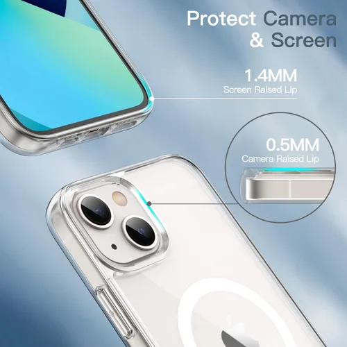Miniatura 6 de JETech Funda magnética para iPhone 13 mini de 5.4 pulgadas, compatible con carga inalámbrica MagSafe, a prueba de golpes, parte trasera transparente
