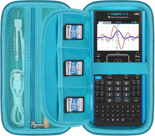 Miniatura 13 de Elonbo Funda de transporte para calculadora gráfica de color Texas Instruments TI-Nspire CX II CAS/CX II/CX/CX CAS, bolsillo con cremallera Negro