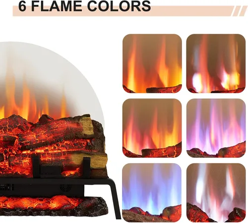 Miniatura 2 de PuraFlame 27" Chimenea eléctrica independiente con juego de leña, inserto, calentador de 750W/1500W, 6 colores de llama con 5 niveles de brillo