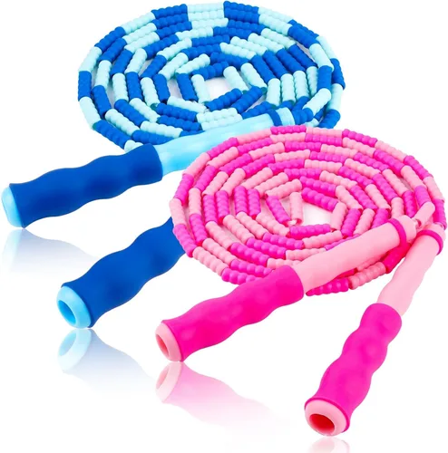 Jump Rope for Kids, Adjustable Jump Ropes for 4 5 6 7 8 10 12, Tangle Free Jumping Rope Age 8-12, Segmented Soft Beaded Skipping Rope for Women