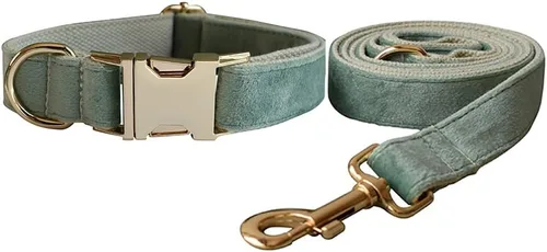 Miniatura 28 de Love Dream Juego de collar y correa de terciopelo para perro, suave y cómodo, correa ajustable y collar con hebilla de metal resistente para perros