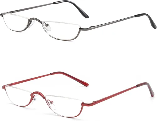 Miniatura 9 de Lentes de lectura de medio marco, lectores de luna de medio metal para mujeres y hombres, 4 pares 1.25
