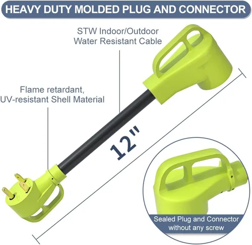 Miniatura 3 de Cable adaptador de caravana de 30 Amp a 50 Amp, macho NEMA TT-30P a hembra 14-50R de alimentación eléctrica Dogbone, para caravana, remolque