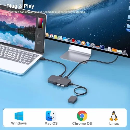 Miniatura 6 de Interruptor USB 3.0, Conmutador USB 2 Computadoras Comparten 3*USB 3.0 y 1*USB C con Control Remoto para PC Ratón Teclado Impresora Escáner