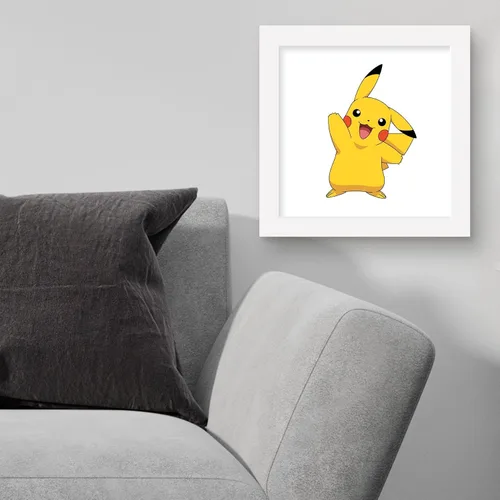 Miniatura 4 de Trends International Gallery Pops Pokemon - Pikachu Waving Pose - Arte de pared, versión enmarcada blanca, 12 x 12 pulgadas Versión enmarcada