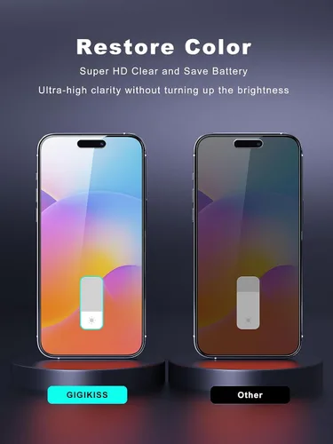 Miniatura 6 de GIGIKISS Protector de pantalla de privacidad compatible con iPhone 15 Plus de 6.7 pulgadas, protector de pantalla de vidrio templado HD antiespía
