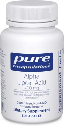 Pure Encapsulations Ácido alfa lipoico 400 mg | Suplemento ALA para apoyo hepático, antioxidantes, salud nerviosa y cardiovascular, radicales libres