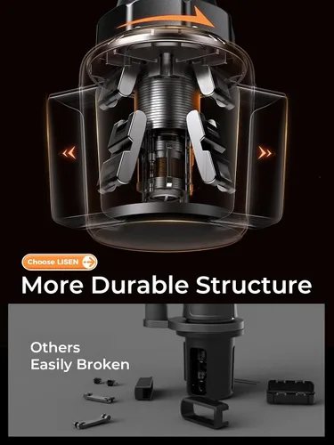 Miniatura 6 de LISEN Versión Mejorada Soporte para Taza y Teléfono Soporte para Teléfono con Cuello Largo Ajustable 360° Montaje para Teléfono en Coche y Carrito