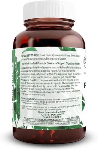 Miniatura 2 de Natural Nutra Suplemento probiótico Quattro para hombres y mujeres, mejora tu función digestiva, mejora tu salud, 50 cápsulas