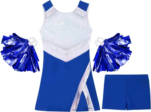 Miniatura 4 de Conjunto de 3 piezas sin mangas para niñas y niñas, uniforme de equipo con pantalones cortos de atletismo, bolas de flores