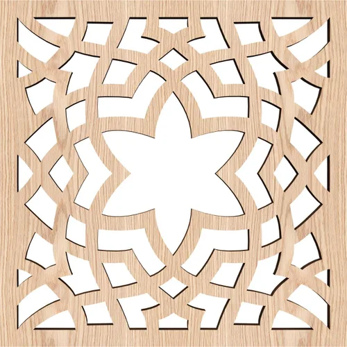 Miniatura 2 de 7 3/8 pulgadas de ancho x 7 3/8 pulgadas de alto x 3/8 pulgadas de alto, paneles de pared de madera con calado decorativo extra pequeño, roble rojo