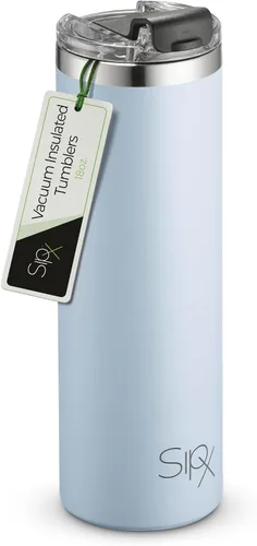Miniatura 13 de SipX™ Vaso aislado delgado de 18 onzas con tapa y pajilla, acero inoxidable aislado al vacío, a prueba de fugas, apto para portavasos - Perfecto