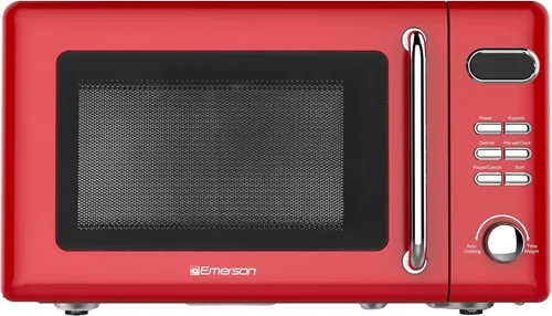 Emerson MWR7020RD Horno Microondas Compacto Retro de Encimera con Control de Botones, Pantalla LED, 700W 5 Niveles de Potencia, 8 Menús Automáticos,