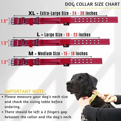 Miniatura 2 de ADITYNA Collar de perro resistente para perros grandes, collar reflectante burdeos con asa para entrenar y caminar, ancho, grueso, táctico, Borgoña
