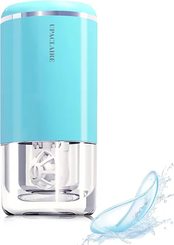 Limpiador ultrasónico de la lente de contacto, máquina inteligente de la limpieza para las lentes suaves y de contacto, azul