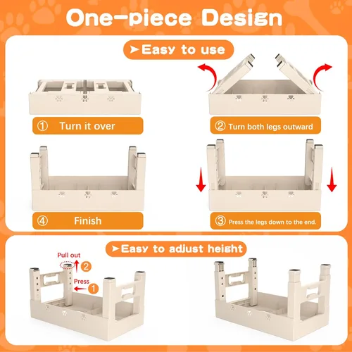 Miniatura 6 de LAKIPETN Tazones elevados para perros con 2 cuencos de acero inoxidable, soporte elevado para comida para perros, 5 alturas ajustables