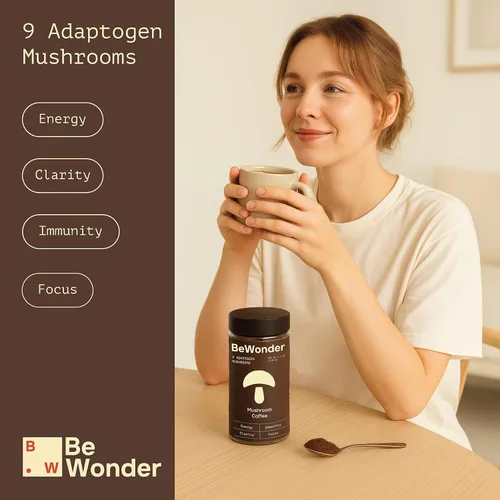 Miniatura 3 de Café de hongos – 9 hongos adaptogénicos – Melena de león orgánica, Chaga, Reishi, cola de pavo, café instantáneo – para claridad, enfoque, energía