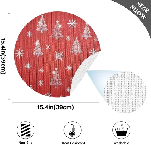 Miniatura 4 de Stylized Planket Christmas Trees Table Placemat, Non Slip Heat Resistant Place Mats for Dinner Table for Kitchen one sizex6