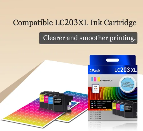Miniatura 5 de Cartuchos de tinta LC203 LC201 XL (1 negro, 1 cian, 1 magenta, 1 amarillo, 4 unidades) – Repuesto compatible con Loet para impresora Brother LC203XL