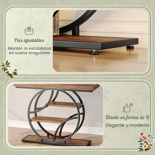 Miniatura 7 de Huuger Mesa de entrada de 41.3 pulgadas, mesa de sofá industrial con consola y almacenamiento, mesa de acento con estantes, para entrada, pasillo